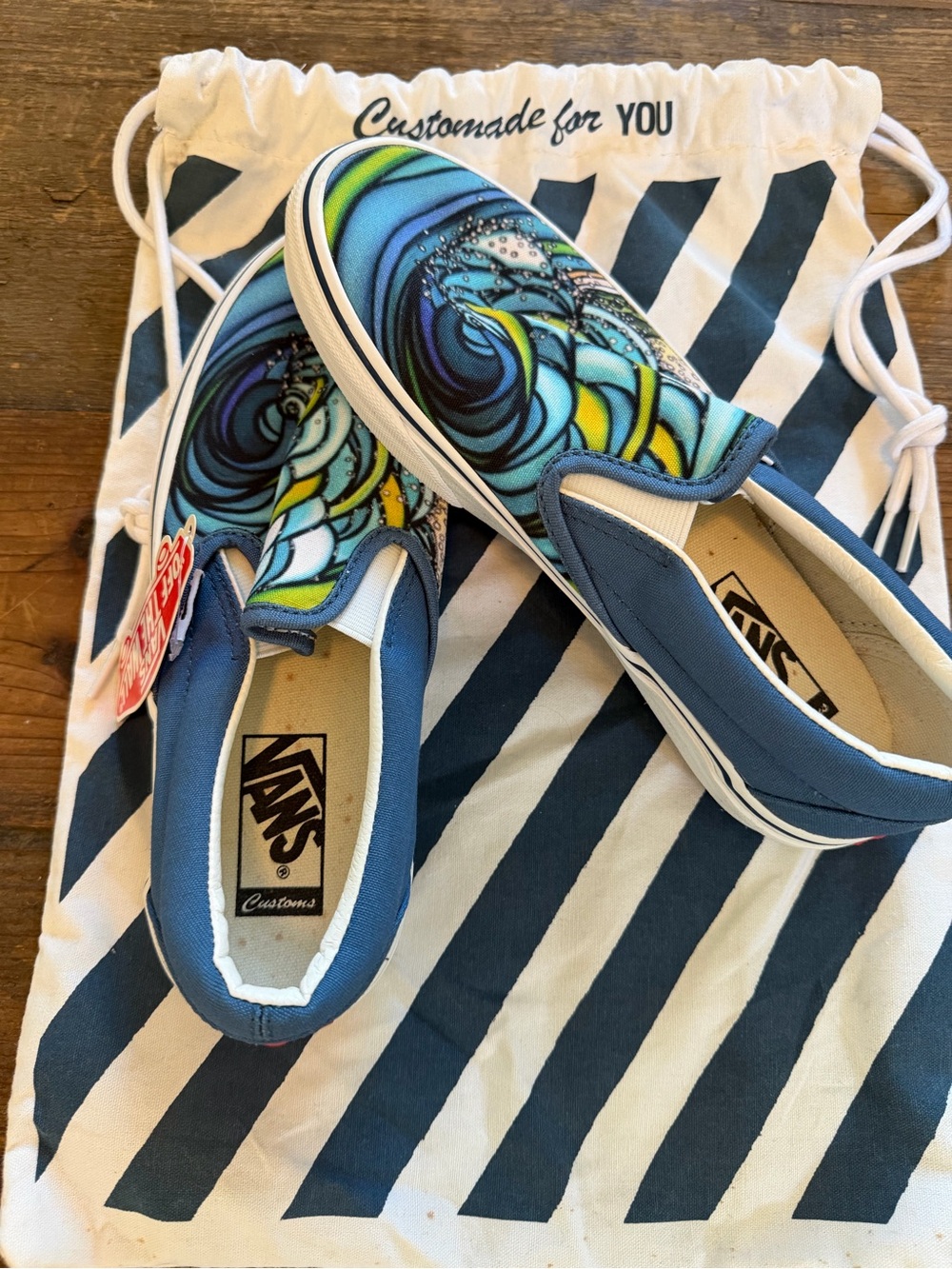 Vans Customs Slip-On Shoe - Ocean Wave Design